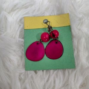 NWOT Handmade Bolivian Earrings Hot Pink